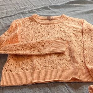 Peach Cable-Knit Crewneck Sweater - Women